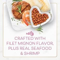 ingredientes de camarones de mariscos con filetes secos de fancy feast