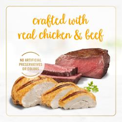 ingredientes de fancy feast de carne de pollo y res asada en salsa preparada con jugo de cocción