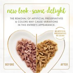 nuevo aspecto de fancy feast de salmón asado en salsa preparada con jugo de cocción