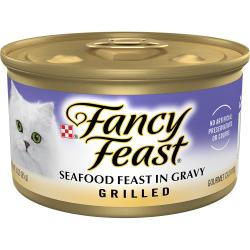fancy feast de mariscos asados en salsa preparada con jugo de cocción