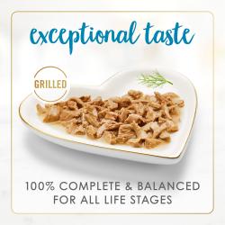 alimento húmedo para gatos fancy feast de pescado blanco marino y atún en salsa preparada con jugo de cocción