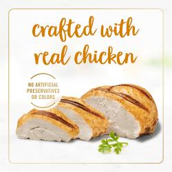 Elaborado con carne real de pollo e hígado. Sin conservantes ni colorantes artificiales.