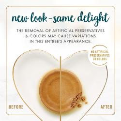 Nueva presentación, misma delicia. La eliminación de conservantes y colorantes artificiales puede provocar variaciones en el aspecto de este alimento. Sin conservantes ni colorantes artificiales.