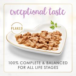 Sabor excepcional. Textura suave. Completo y equilibrado al 100 % para gatos adultos.