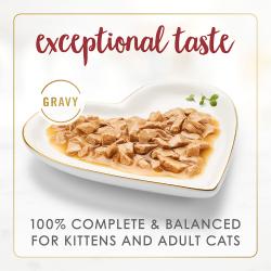 Exceptional taste. Gravy. 100% complete & balanced for adult cats.