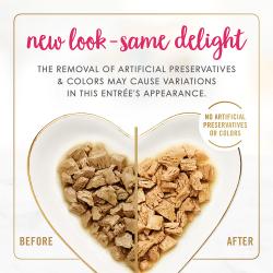 New look - same delight. The removal of artificial preservatives & colors may cause variations in this entrée's appearance. No artificial preservatives or colors.