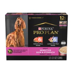 Alimento húmedo para perros con piel y estómago sensibles porción de paté de salmón y arroz Purina Pro Plan