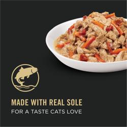 Hecho con carne real de lenguado para un sabor que a los gatos les encanta