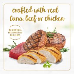 Crafted with real tuna, beef or chicken