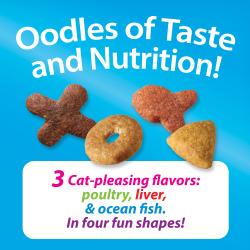 Oodles of Taste and Nutrition! Three cat-pleasing flavors: poultry, liver, and ocean fish. In four fun shapes!