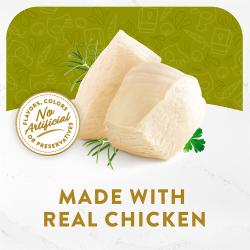 Hecho con carne real de pollo