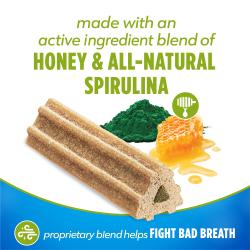Made with an active ingredient blend of honey & all-natural spirulina. Proprietary blend helps fight bad breath.