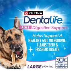 DentaLife Plus Digestive Support ayuda a apoyar un microbioma intestinal saludable, limpia los dientes y refresca el aliento.