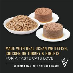 made with real ocean whitefish, chicken or turkey and giblets