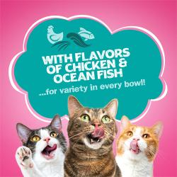 Con sabores de pollo y pescado para una variedad en cada tazón