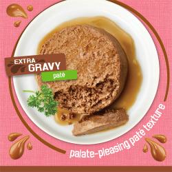 Paté con salsa extra. Textura de paté agradable al paladar.