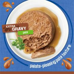 Extra gravy paté. Palate-pleasing paté texture.