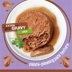 Extra gravy paté. Palate-pleasing paté texture.