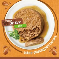 Paté con salsa extra. Textura de paté agradable al paladar.