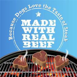 Made with real beef. Because dogs love the taste of steak.