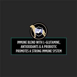 Offers immune support for dogs with L-glutamine, antioxidants, and a probiotic to promote a strong immune system