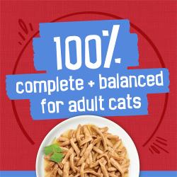 Nutrición 100 % completa y equilibrada para gatos adultos.