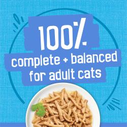 Nutrición 100 % completa y equilibrada para gatos adultos.
