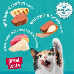 Paquete surtido de 12 unidades de alimento húmedo para gatos Friskies Tasty Treasures