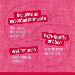 Incluye todos los nutrientes esenciales que los gatos adultos necesitan