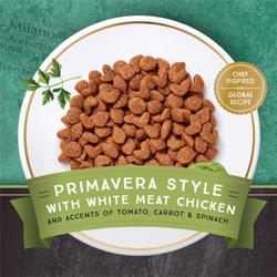 Primavera style with white meat chicken on a fancy plate