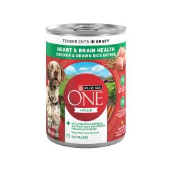 Purina ONE Plus Tender Cuts in Gravy Heart and Brain Chicken and Brown Rice Entree Natural With Added Vitamins and Minerals Wet Dog Food