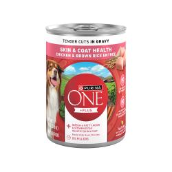 Purina ONE Plus Tender Cuts in Gravy Skin and Coat Chicken and Brown Rice Entree Natural With Added Vitamins and Minerals Wet Dog Food