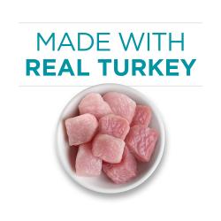 Natural cat food made with real turkey with added vitamins, minerals and nutrients