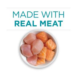 Purina ONE High Protein cat food made with real chicken and salmon for a taste cats love and the high protein they need to help support strong muscles