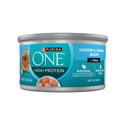 Purina ONE Natural, High Protein Cat Food, Chicken and Salmon Recipe in Sauce