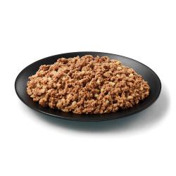 Purina Pro Plan Complete Essentials chicken and rice wet dog food in a dish