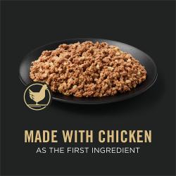 Dog food package label highlighting Made with Chicken as the 1st Ingredient