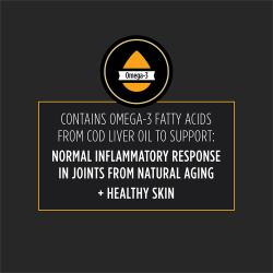 Contains Omega-3 fatty acids from cod liver oil to support: normal inflammatory response in joints from natural aging + healthy skin