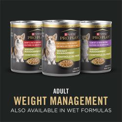 Dog food package label highlighting 'Also Available In Wet Formulas'