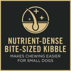 Dog food package label highlighting 'Bite Sized Kibble'