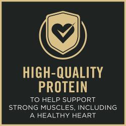 Dog food package label highlighting 'High Quality Protein'