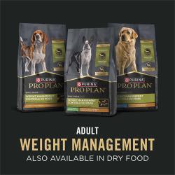 Three bags of Purina Pro Plan weight management dry dog food