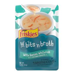 Friskies Bits n Broth surimi whitefish flavored cat food topper pouch