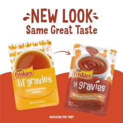 Friskies lil' gravies roasted chicken flavored cat food topper now with a new look