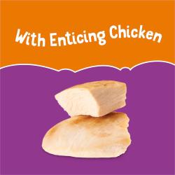 Friskies lil' shakes enticing chicken topper made with real chicken