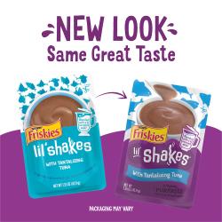 Friskies lil' shakes tantalizing tuna flavored cat food topper now with a new look