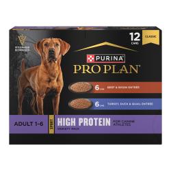 Pro plan sport high protein wet dog food variety pack with beef bison turkey and quail flavors