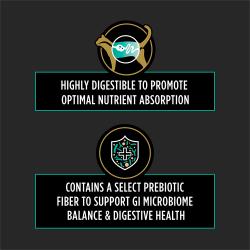 Etiqueta del empaque de alimento para gatos Pro Plan Veterinary Diets EN Gastroentérico que destaca ser altamente digestible y que contiene fibra prebiótica.