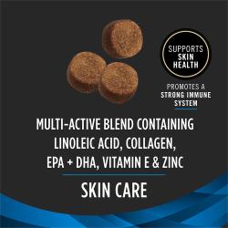 Purina Pro Plan Vet Supplements chews contain collagen, omega-3s, vitamin e, and zinc for skin car