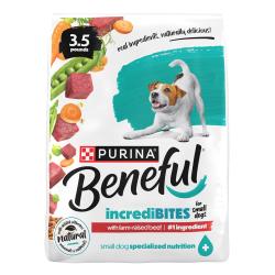 Bag of Purina Beneful IncrediBITES for Small Dogs with Farm-Riased Beef dry dog food